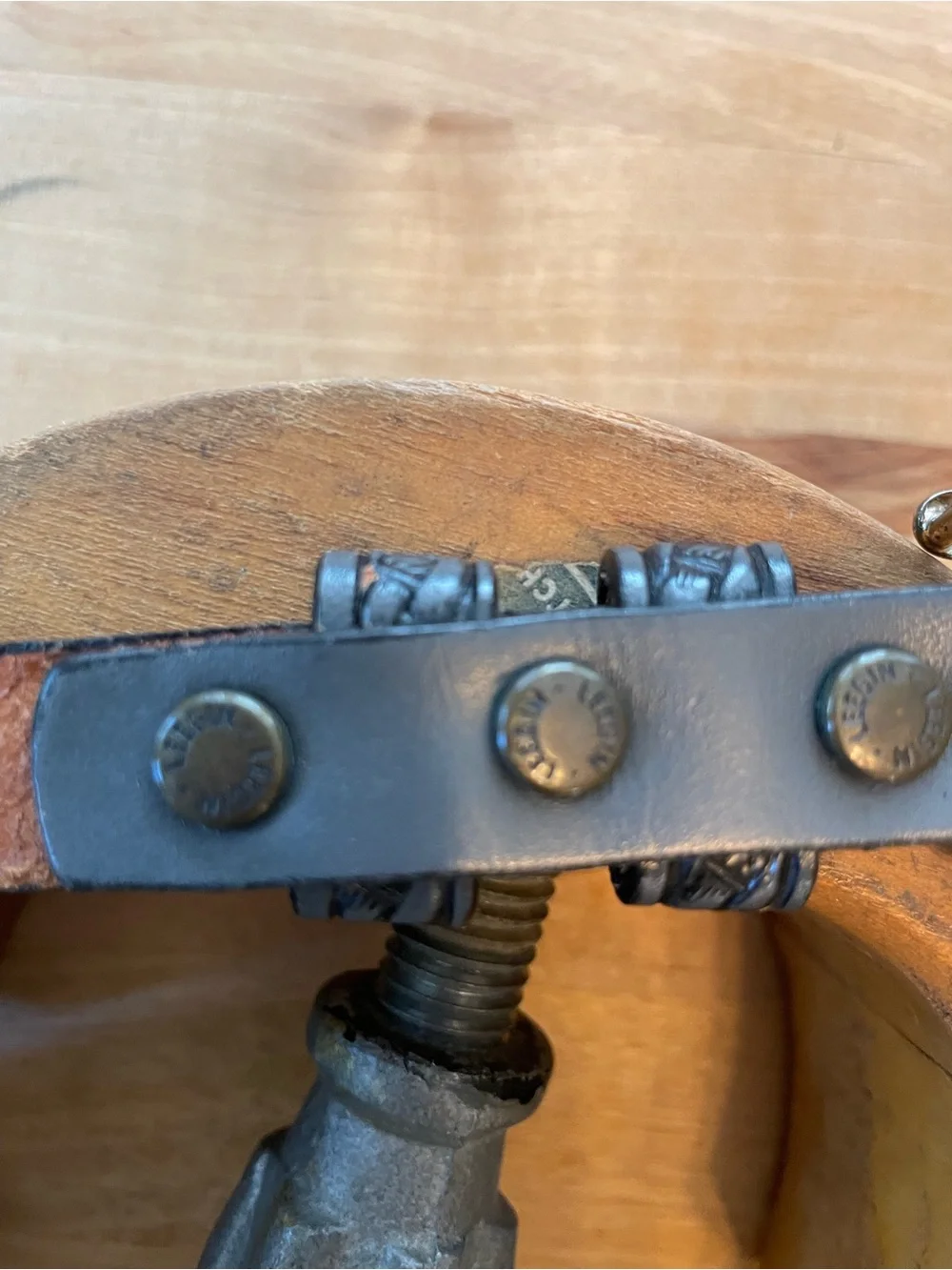Embossed Gray Leather Western Belt with Ornate Silver Buckle 32.5 in